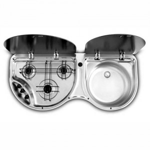SMEV 8123 SS 3 Burner Hob Sink Combi Unit