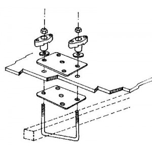 Mounting bridges: Brackets &amp; U-bolts for fitting to a roof rack, 4 pcs